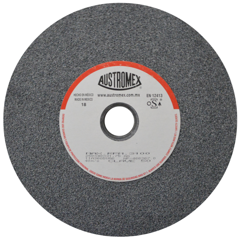 Rueda Abrasiva para esmerilar todo tipo de acero, hierro forjado de 250 x 40 x 31.75 mm