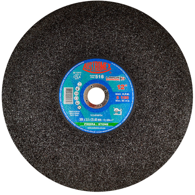 Disco abrasivo para corte de piedra, azulejo, mármol y concreto de 300 x 3.5 x 25.40 mm