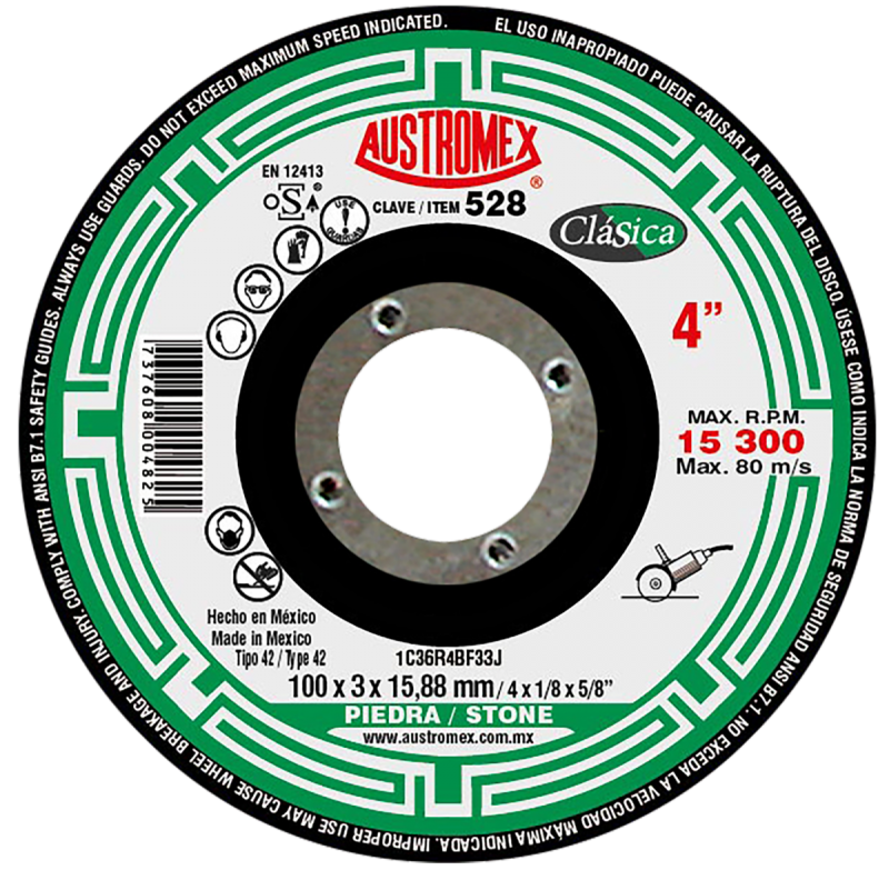 Disco abrasivo de 100 x 3 x 15.88 mm para corte de piedra 