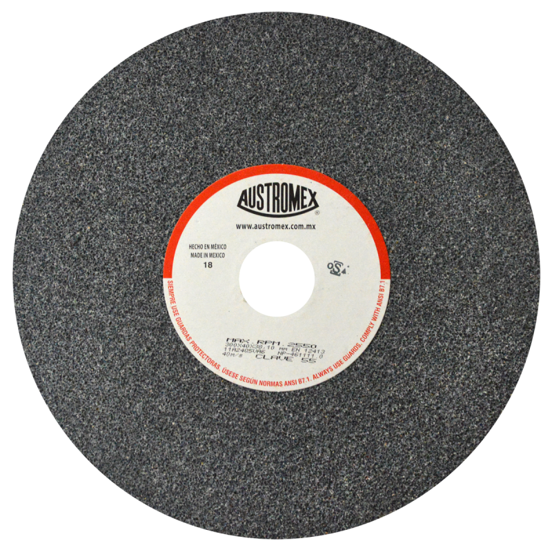 Rueda Abrasiva para esmerilar todo tipo de acero, hierro forjado de 300 x 40 x 38.10 mm