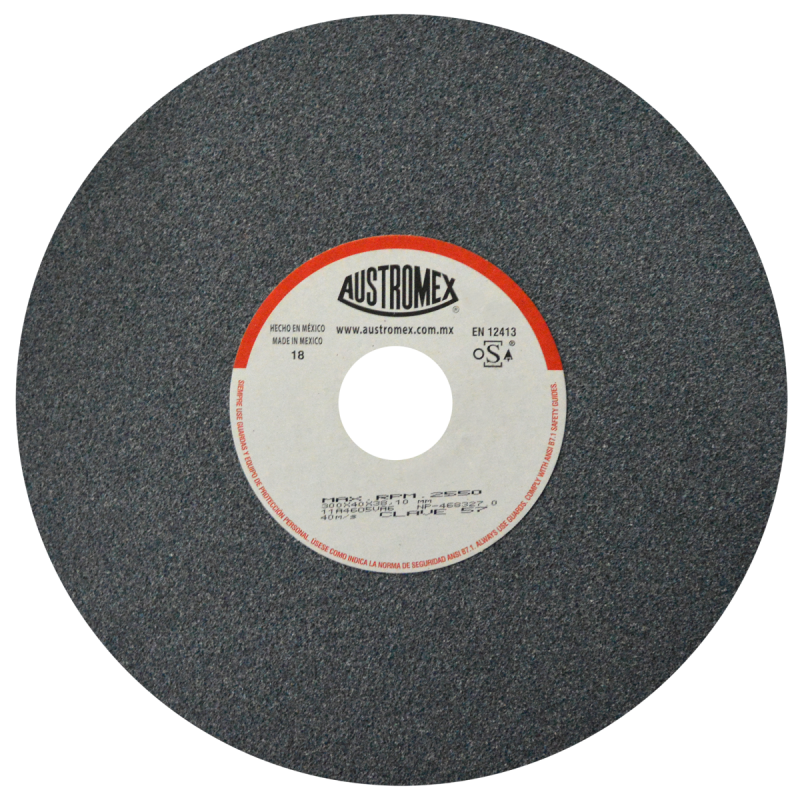 Rueda Abrasiva para esmerilar todo tipo de acero, hierro forjado de 300 x 40 x 38.10 mm