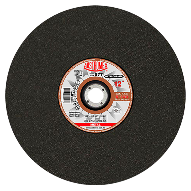 Disco abrasivo para corte de pruebas metalográficas de 300 x 2.5 x 32.00 mm