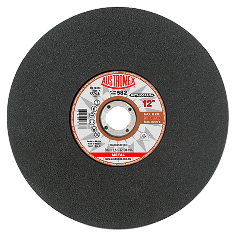 Disco abrasivo para corte de pruebas metalográficas de 300 x 2.5 x 32.00 mm