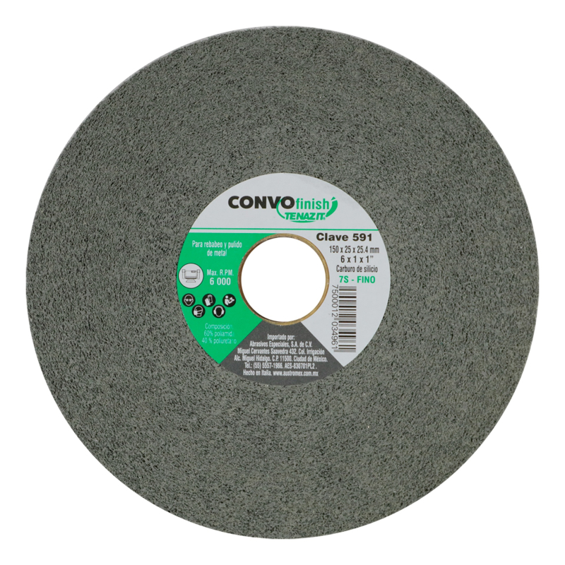 Rueda convo de carburo de silicio fino de 150 x 25.4 x 25.4 mm