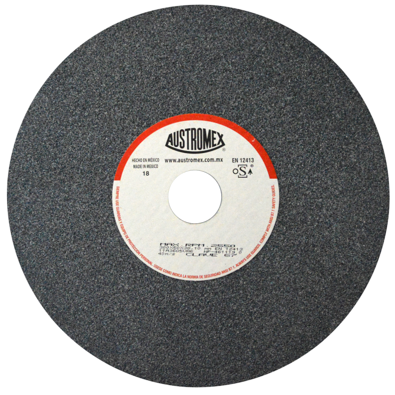 Rueda Abrasiva para esmerilar todo tipo de acero, hierro forjado de 300 x 50 x 38.10 mm