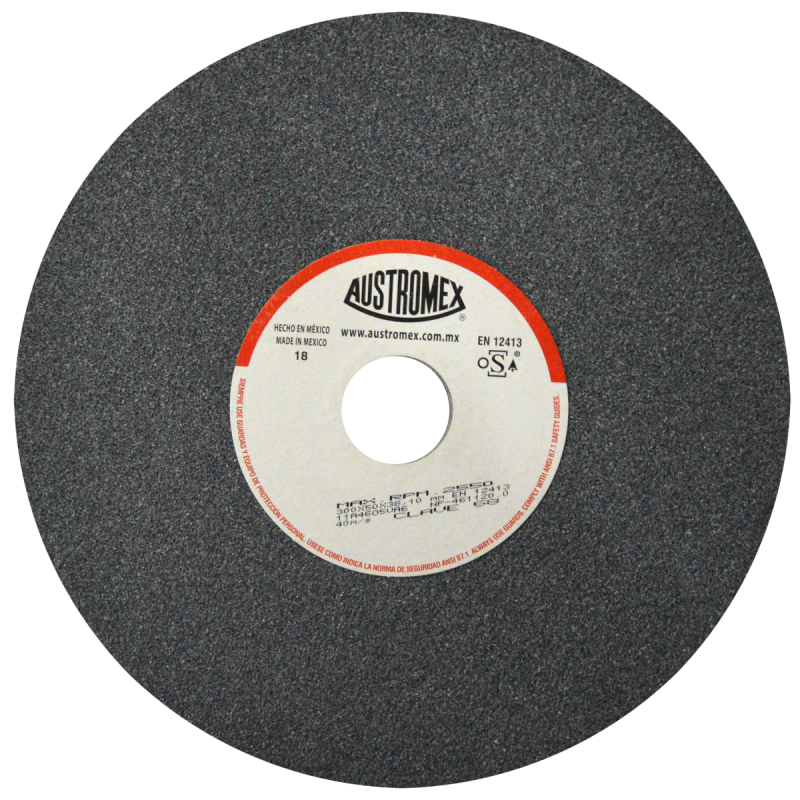 Rueda Abrasiva para esmerilar todo tipo de acero, hierro forjado de 300 x 50 x 38.10 mm