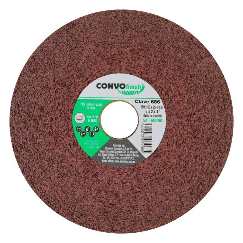 Rueda convo de óxido de aluminio medio de 150 x 50 x 25.4 mm