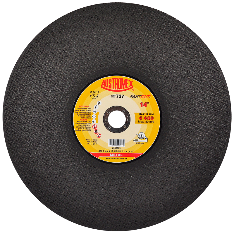 Disco abrasivo para corte de metal de 350 x 3.2 x 25.40 mm