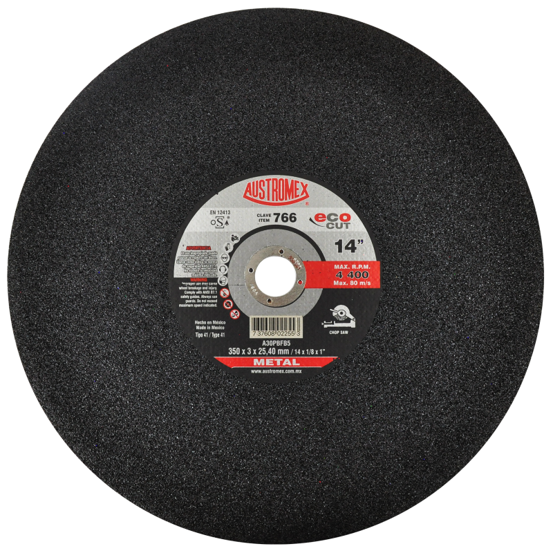 Disco de 350 x 3 x 25.4 mm para corte de metal.