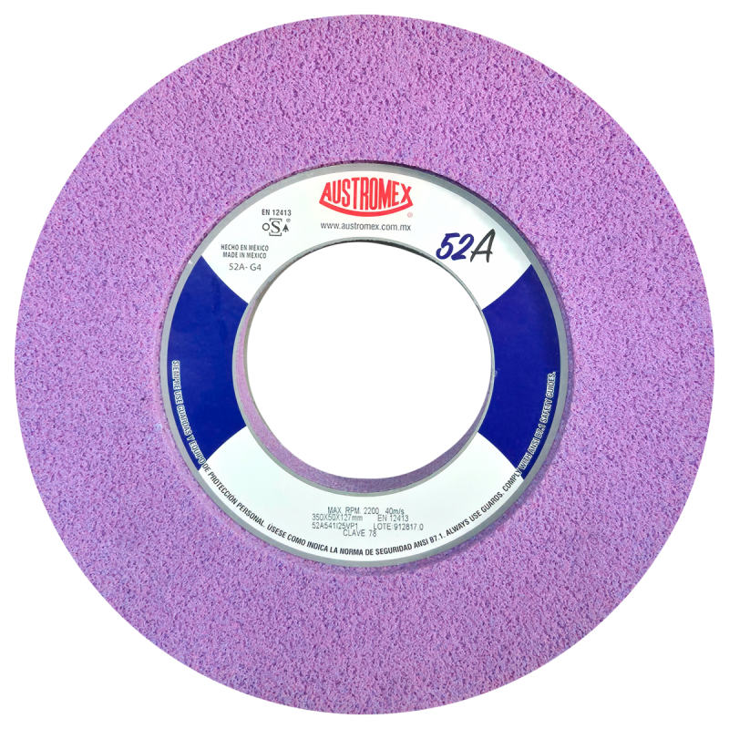 Rueda Abrasiva de 350 x 50 x 127 mm para rectificado de superficies planas y aceros