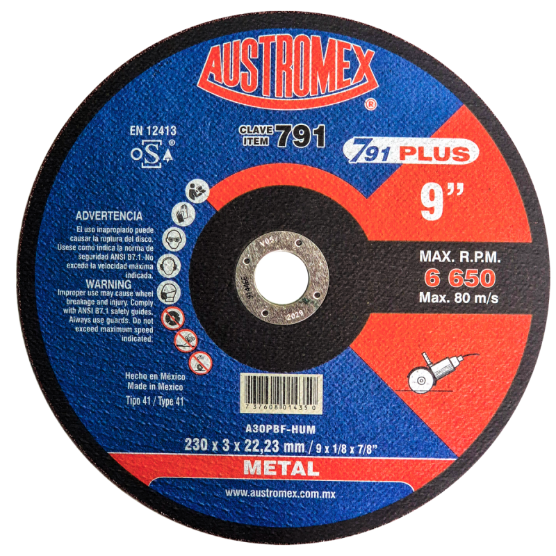 Disco abrasivo para corte de metal de 230 x 3 x 22.23 mm