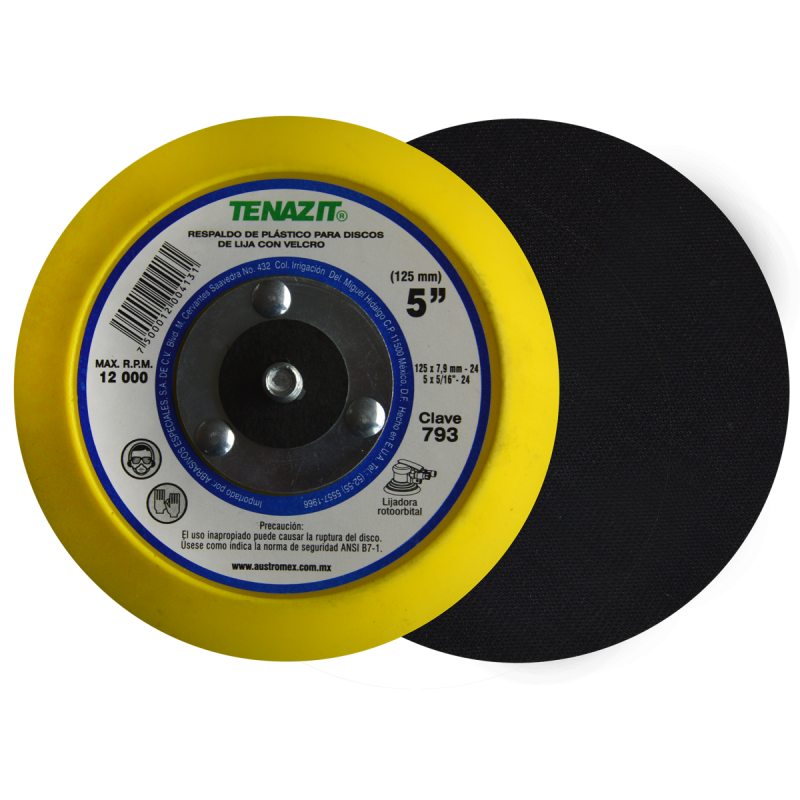 Respaldo para montar discos de lija de 5" de 125 x 7.9-24 RESPALD mm