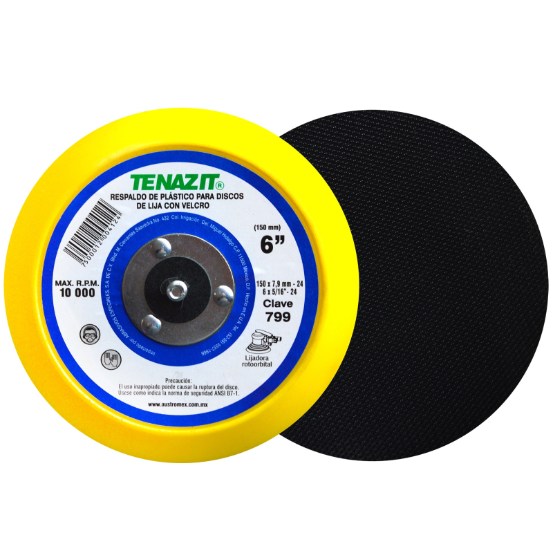 Respaldo para montar discos de lija de 6" de 150 x 7.9-24 mm