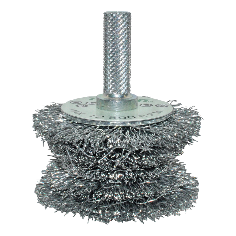 Cepillo circular ondulado con vástago de 40/60 x 0.30 x 10 mm para limpieza externa de cuerpos cilíndricos de metal y remoción de soldadura, pintura, corrosión, fundición y cualquier adherencia