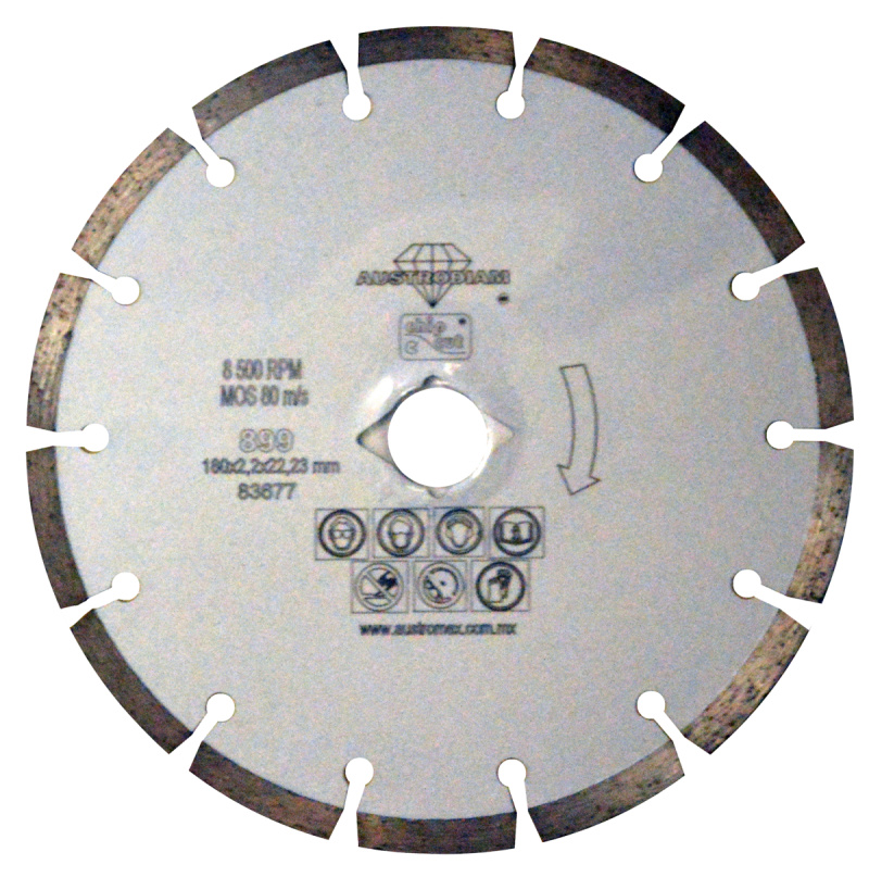 Disco de diamante de 180 x 2.2 x 22.23 mm para corte de mármol, concreto, bloque no abrasivo, ladrillo y materiales de construcción en general  