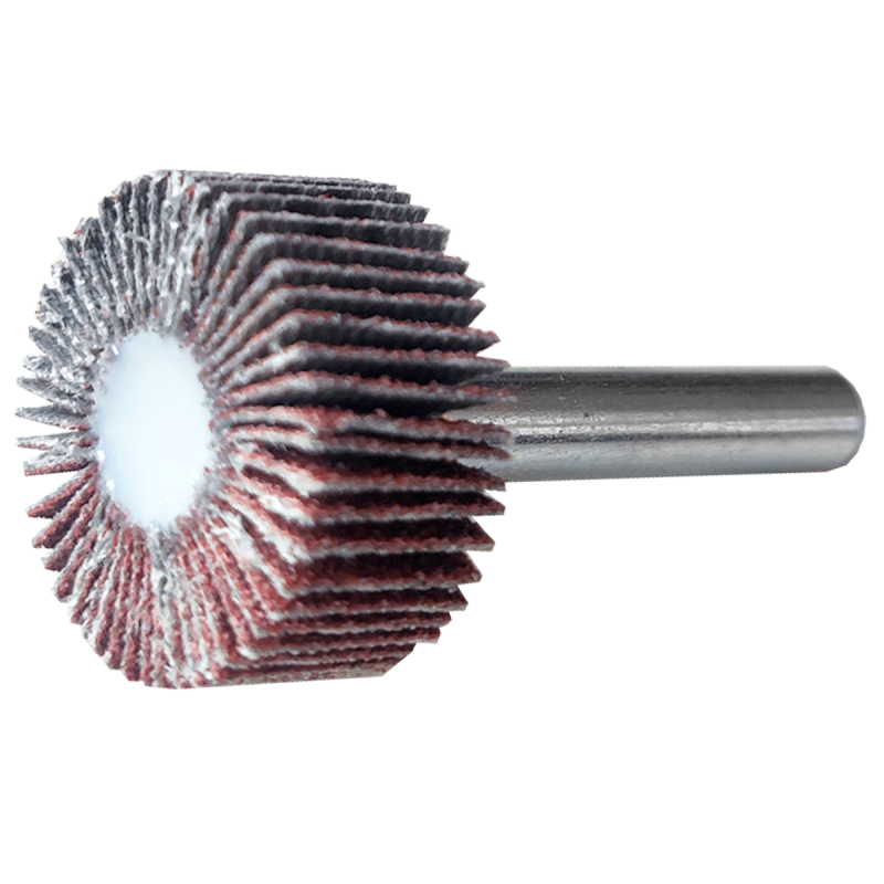 Rueda flap con vástago de óxido de aluminio, grano 80, de 25 x 13 x 6.4 mm