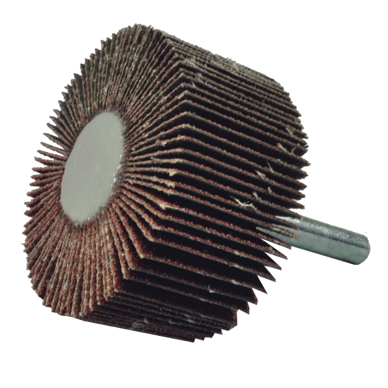 Rueda flap con vástago de óxido de aluminio, grano 80, de 50 x 25 x 6.4 mm