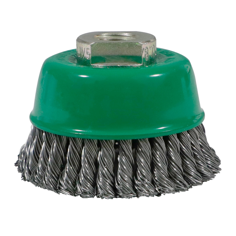 Cepillo tipo copa trenzado de 65 x 0.5 x 15.9 - 11 mm para limpieza de acero inoxidable y eliminación de soldadura, pintura, óxido, corrosión, fundición y cualquier adherencia