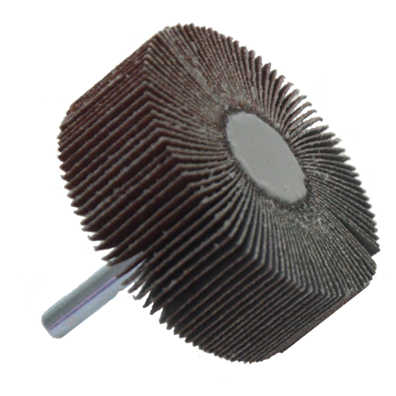 Rueda flap con vástago de óxido de aluminio, grano 60, de 65 x 25 x 6.4 mm