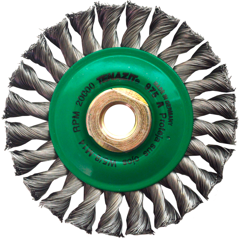 Cepillo circular trenzado de 100 x 0.356 x MR mm para limpieza de superficies metálicas y remoción de soldadura, pintura, corrosión, fundición y cualquier adherencia