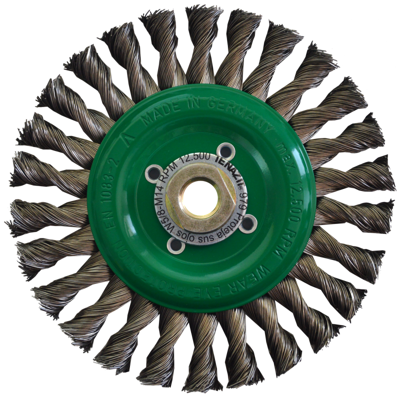 Cepillo circular trenzado de 150 x 0.508 x MR mm para limpieza de superficies de acero inoxidable y remoción de soldadura, pintura y fundición