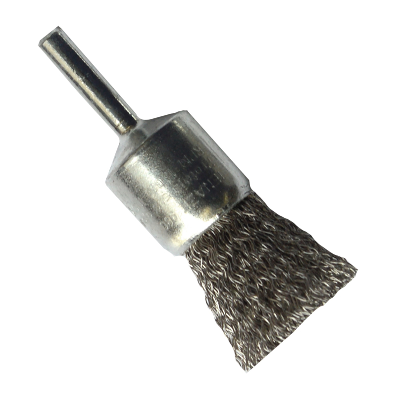 Cepillo tipo brocha ondulado con vástago de 23 x 0.30 x 6.4 mm para limpieza de acero inoxidable y remoción de soldadura, barniz, plástico y cualquier imperfección